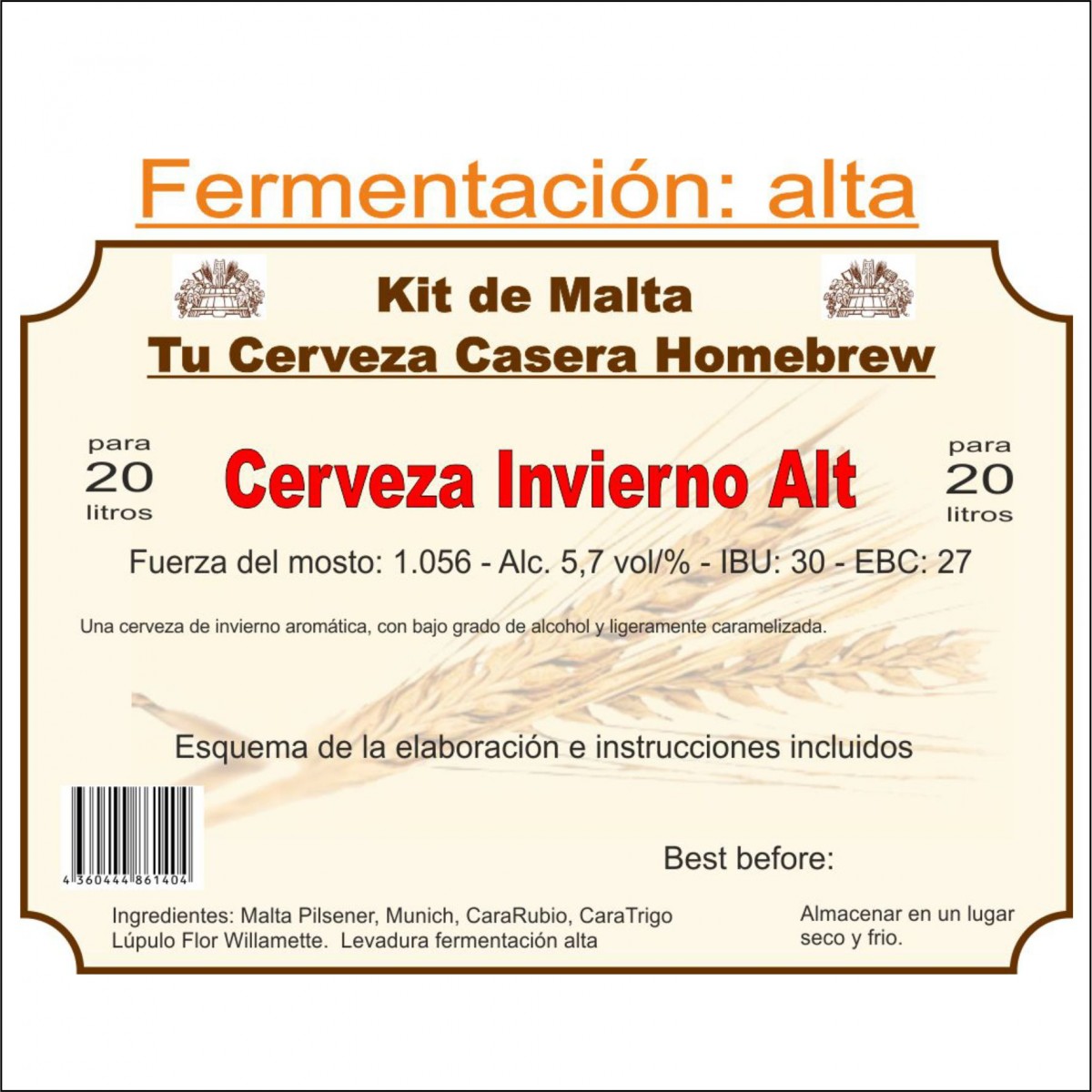 Kit en grano "Cerveza de Invierno Alt"