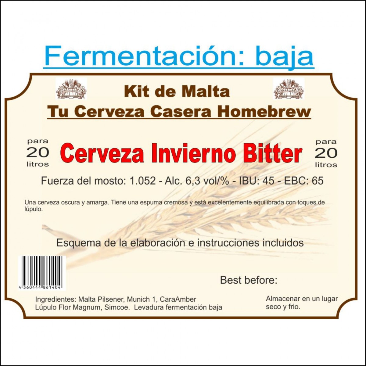 Kit en grano "Cerveza Invierno Bitter"