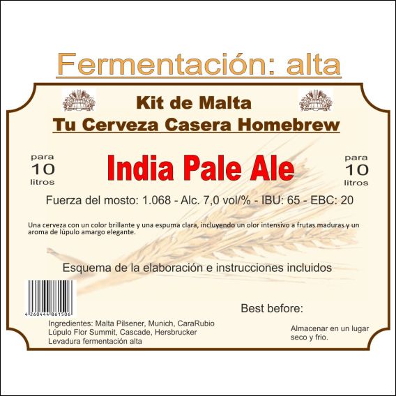 Kit en grano "India Pale Ale" 10ltr