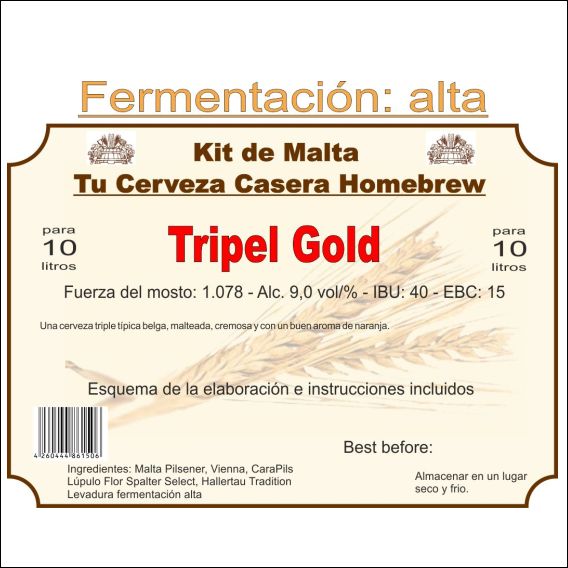 Kit en grano "Tripel Gold" 10ltr