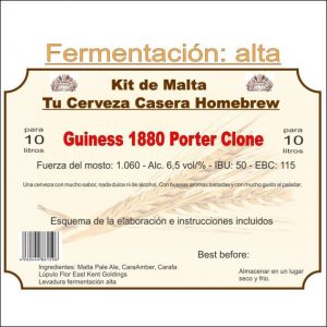 Kit en grano "Guiness 1880 Porter Clone" 10ltr